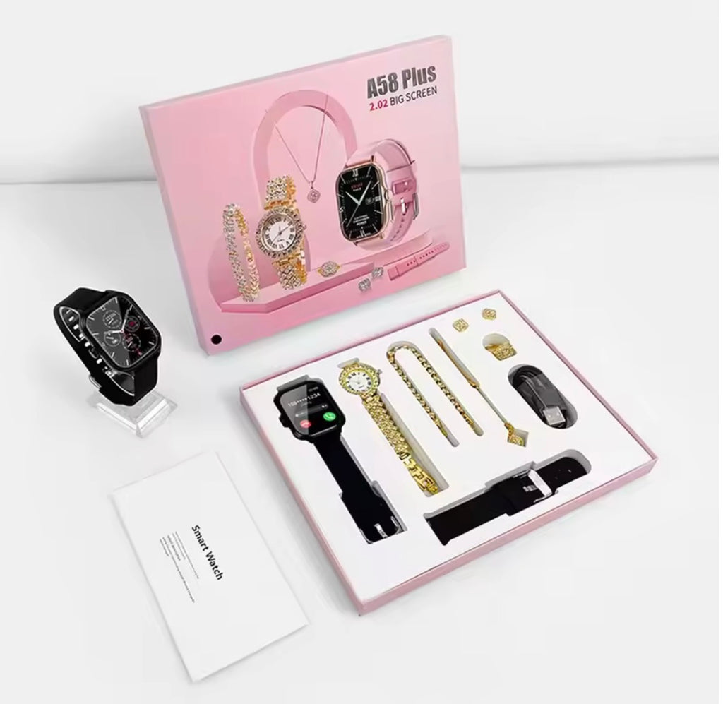 Coffret cadeaux Prestige A58 Plus : Le Duo Horloger Connecté et Parure de Bijoux pour la Femme Moderne