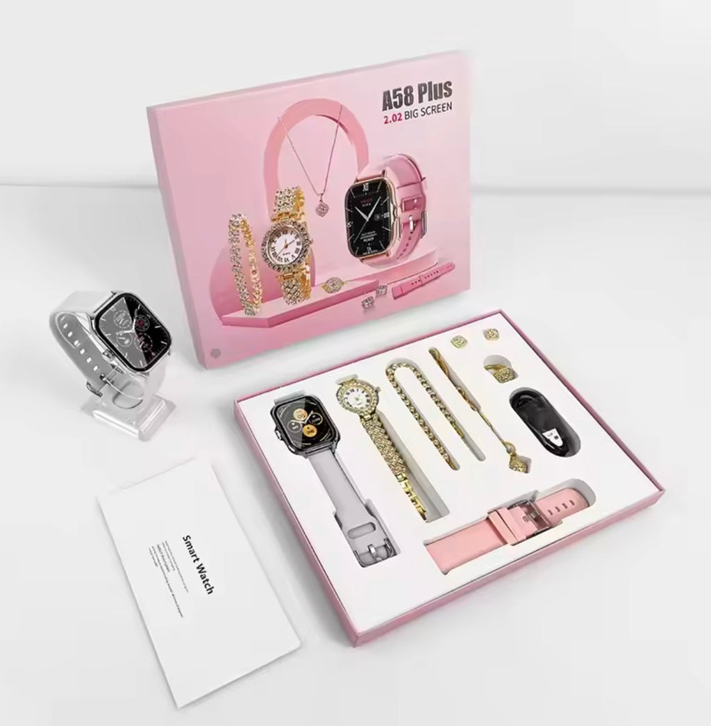 Coffret cadeaux Prestige A58 Plus : Le Duo Horloger Connecté et Parure de Bijoux pour la Femme Moderne