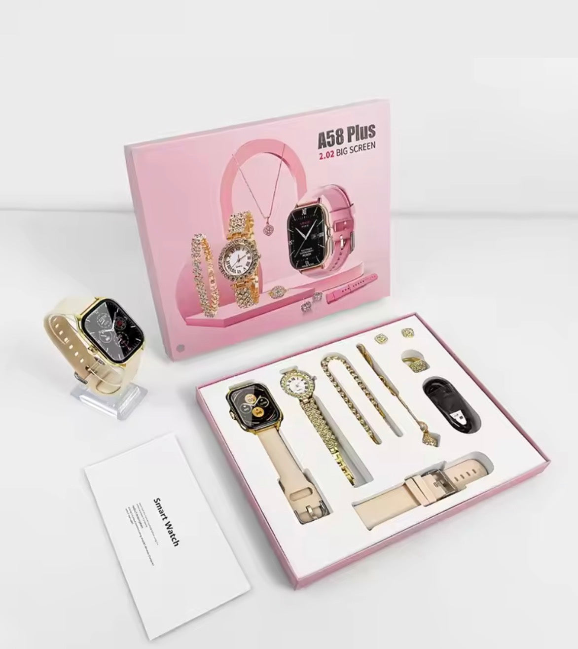 Coffret cadeaux Prestige A58 Plus : Le Duo Horloger Connecté et Parure de Bijoux pour la Femme Moderne