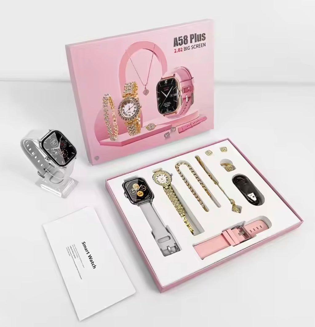 Coffret cadeaux Prestige A58 Plus : Le Duo Horloger Connecté et Parure de Bijoux pour la Femme Moderne