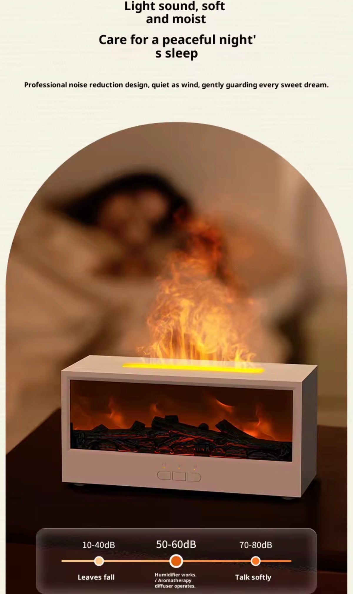 Difusor de Aceites Esenciales y Humidificador Ultrasónico – Efecto Llama 3D y Simulación de Chimenea, Luz Ambiental Multicolor con Mando a Distancia