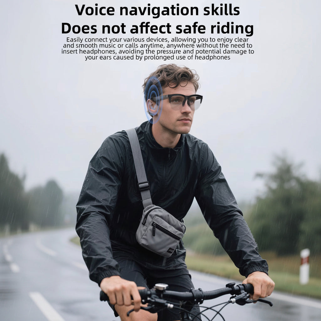 Lunettes Connectées Intelligentes F02 – Audio Hi-Fi à Conduction Aérienne, Verres Photochromiques Anti-UV & Bluetooth 5.4