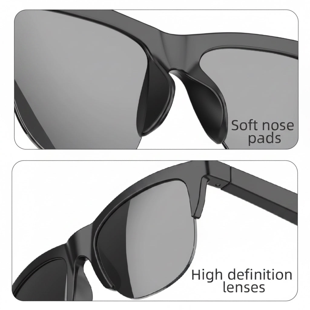 Lunettes Connectées Intelligentes F02 – Audio Hi-Fi à Conduction Aérienne, Verres Photochromiques Anti-UV & Bluetooth 5.4