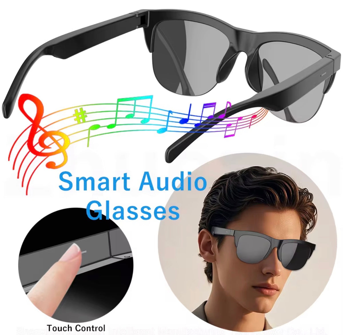 F02 Smart Connected Glasses – Air Conduction Hi-Fi Audio, UV-Resistant Photochromic Lenses & Bluetooth 5.4