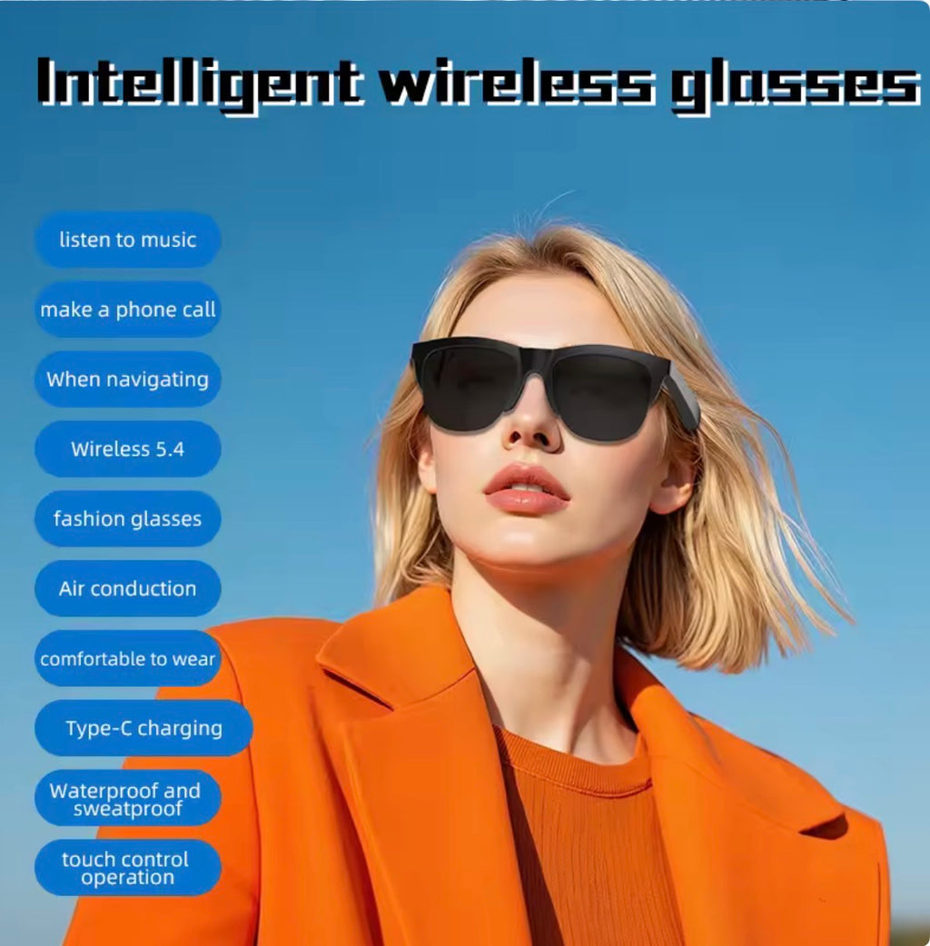 Lunettes Connectées Intelligentes F02 – Audio Hi-Fi à Conduction Aérienne, Verres Photochromiques Anti-UV & Bluetooth 5.4