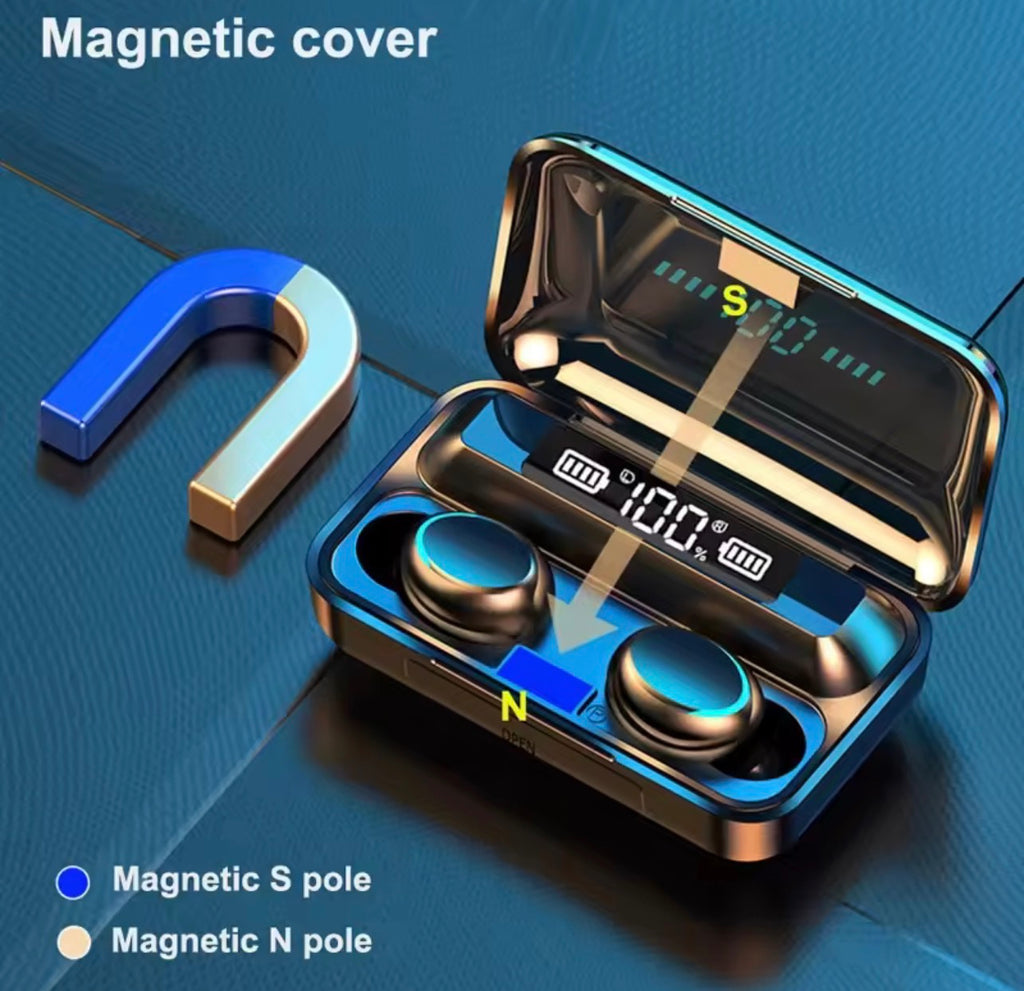 Auriculares Inalámbricos F9-5C TWS – Bluetooth 5.0, Reducción de Ruido 9D, Estuche de Carga de 1200 mAh y Resistencia al Agua IPX7