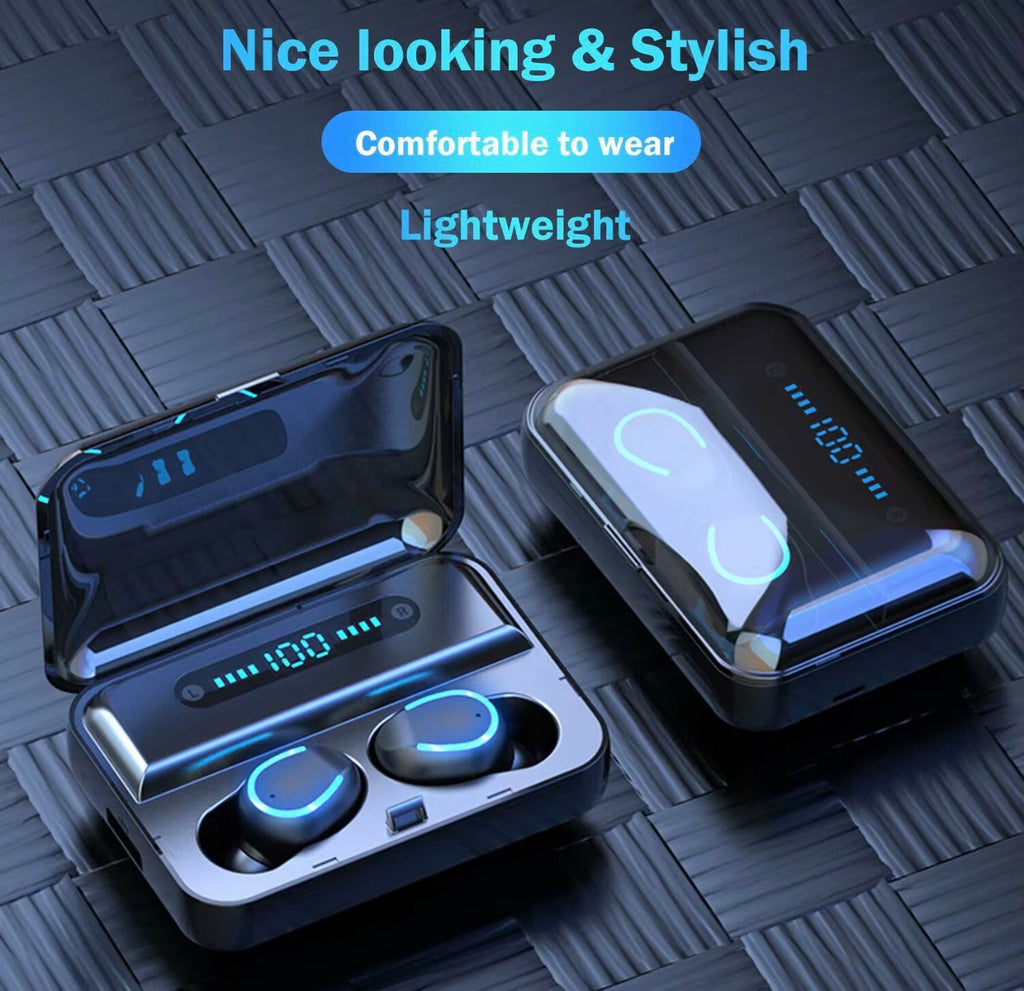Auriculares Inalámbricos F9-5C TWS – Bluetooth 5.0, Reducción de Ruido 9D, Estuche de Carga de 1200 mAh y Resistencia al Agua IPX7