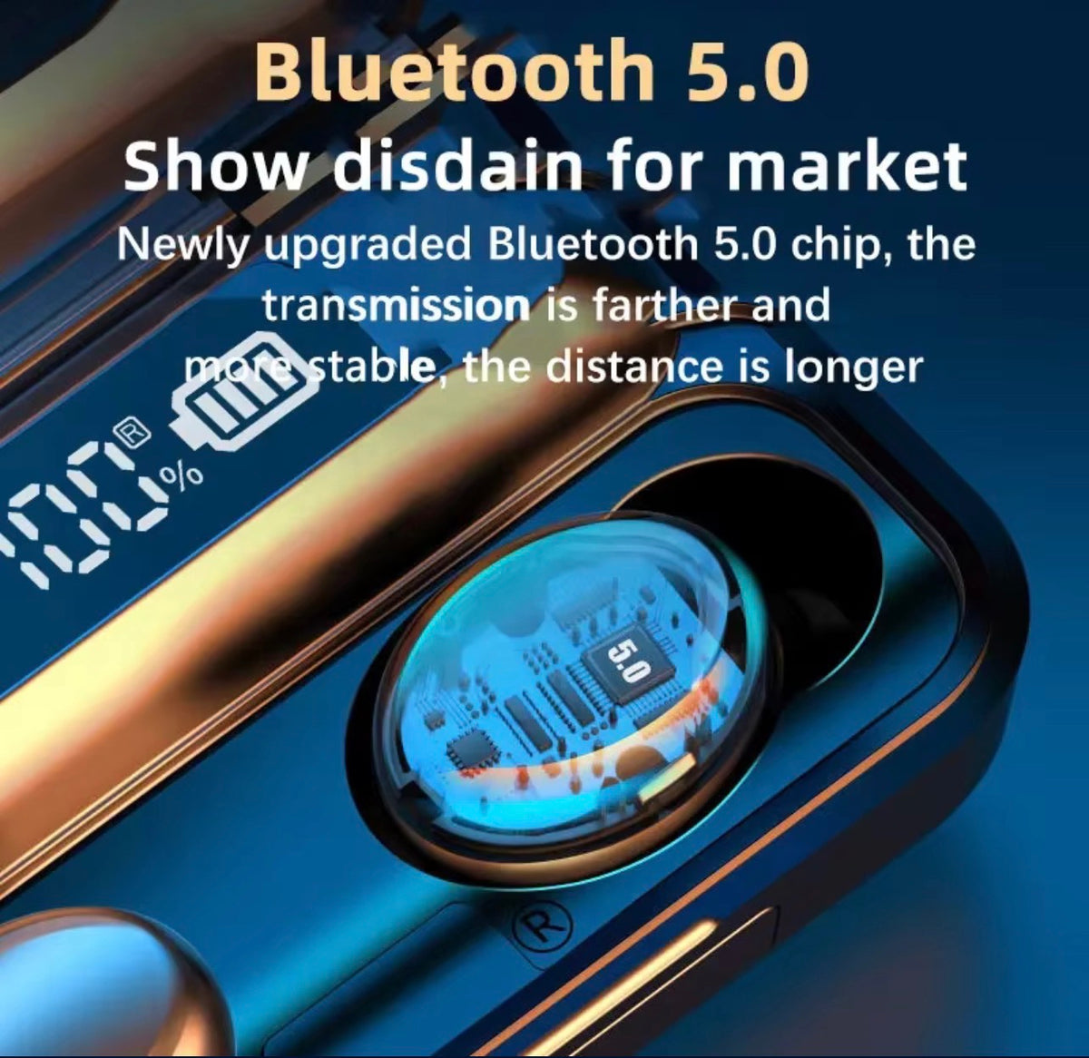 Auriculares Inalámbricos F9-5C TWS – Bluetooth 5.0, Reducción de Ruido 9D, Estuche de Carga de 1200 mAh y Resistencia al Agua IPX7