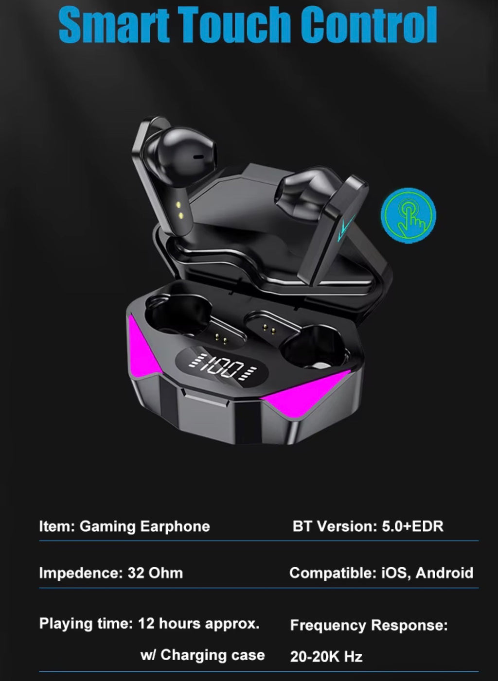 Écouteurs Sans Fil TWS X15 - Bluetooth, Mode Gaming Faible Latence & Boîtier à Affichage LED