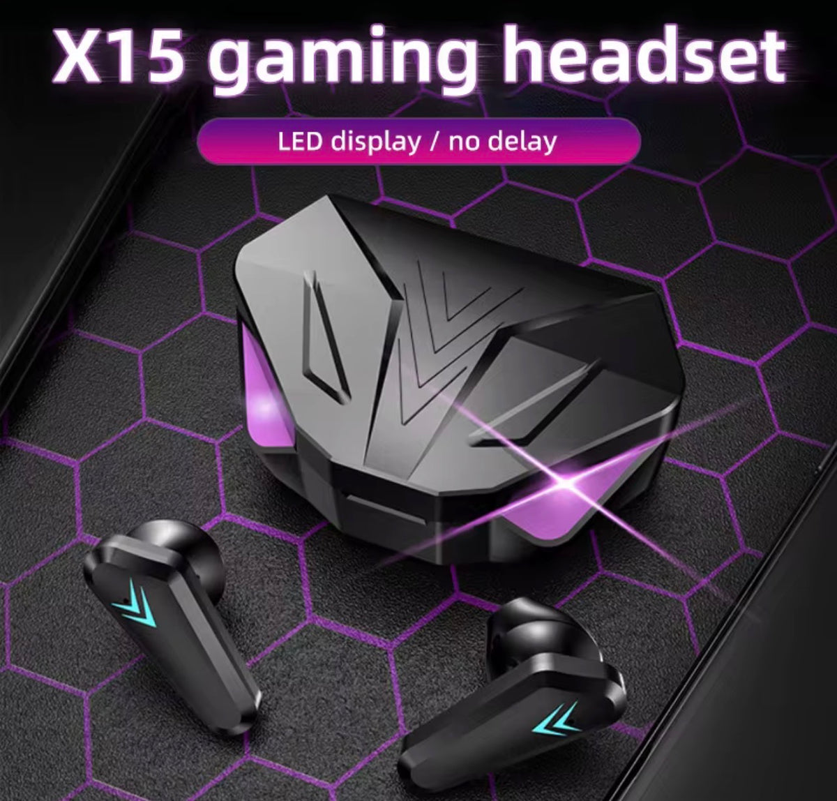Écouteurs Sans Fil TWS X15 - Bluetooth, Mode Gaming Faible Latence & Boîtier à Affichage LED