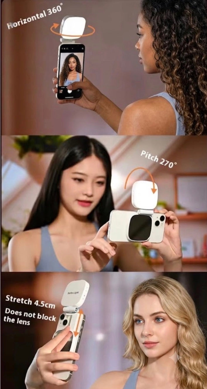 Luz LED Recargable Magnética para Selfies – Iluminación Profesional para Smartphone