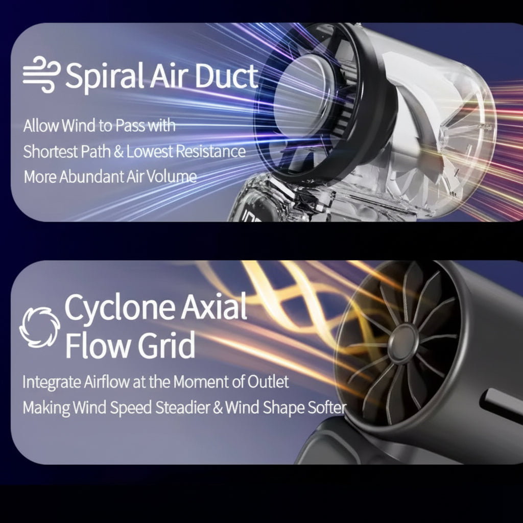 Mini ventilador de mano con aire acondicionado 3 en 1 - Enfriamiento instantáneo (efecto hielo), pantalla digital LED, batería de larga duración y elegante diseño de espejo