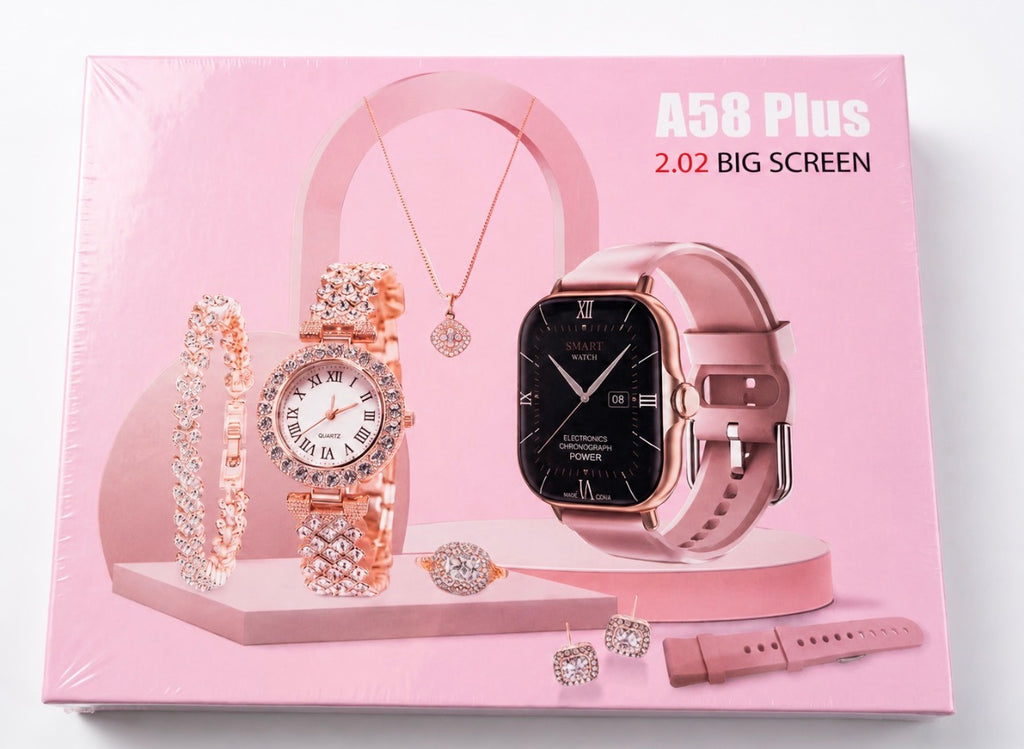 Coffret cadeaux Prestige A58 Plus : Le Duo Horloger Connecté et Parure de Bijoux pour la Femme Moderne