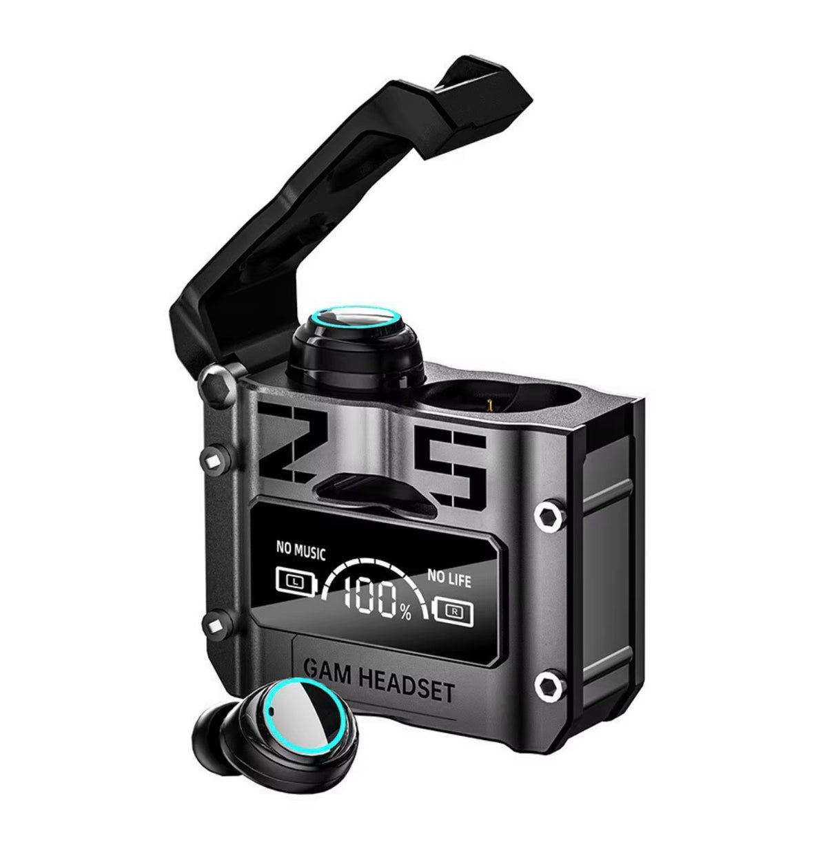 M25 Bluetooth Earbuds – Hi-Fi Stereo Sound, Smart LED Display, and Premium Mechanical Design Case
