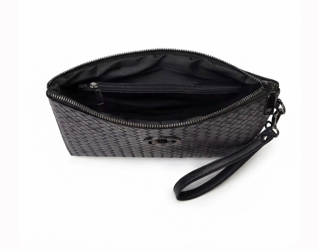 Men's Black Braided Clutch Bag