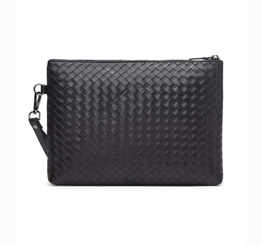 Men's Black Braided Clutch Bag