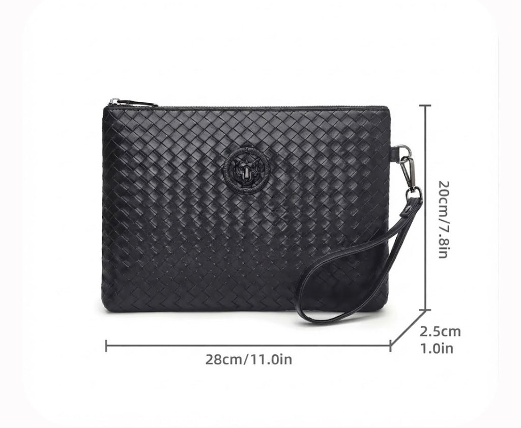 Men's Black Braided Clutch Bag