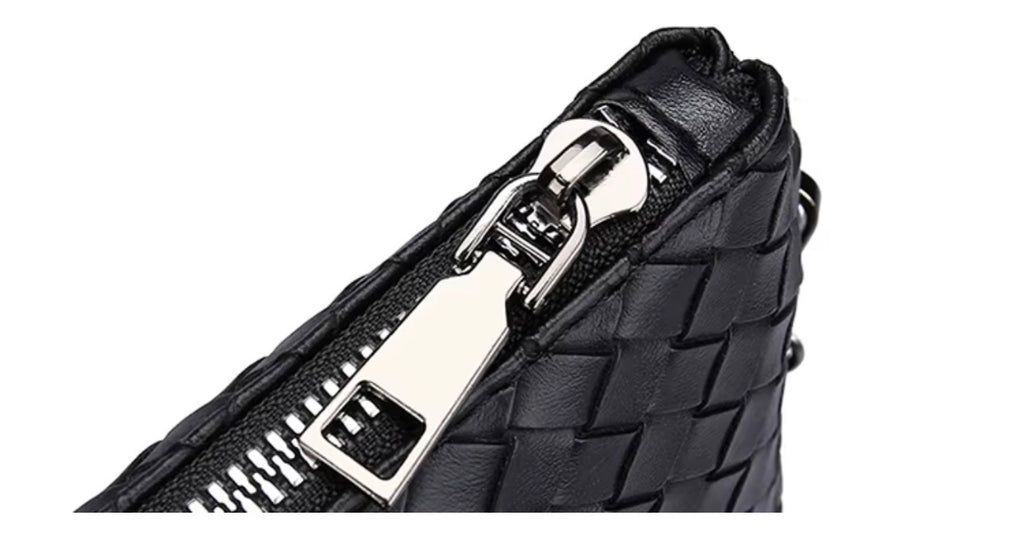Men's Black Braided Clutch Bag