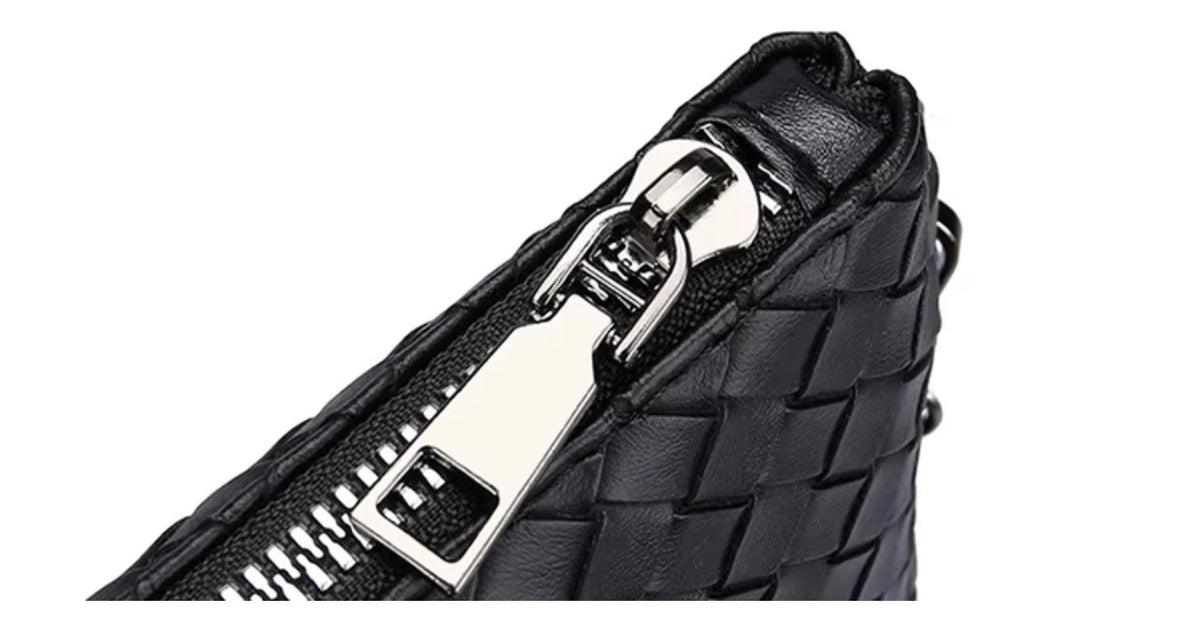 Men's Black Braided Clutch Bag
