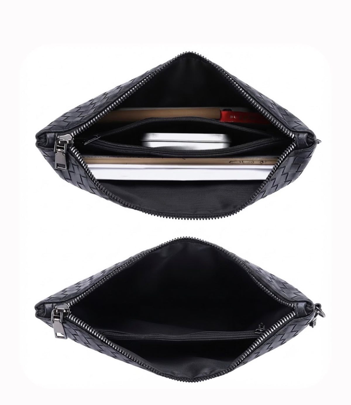 Men's Black Braided Clutch Bag