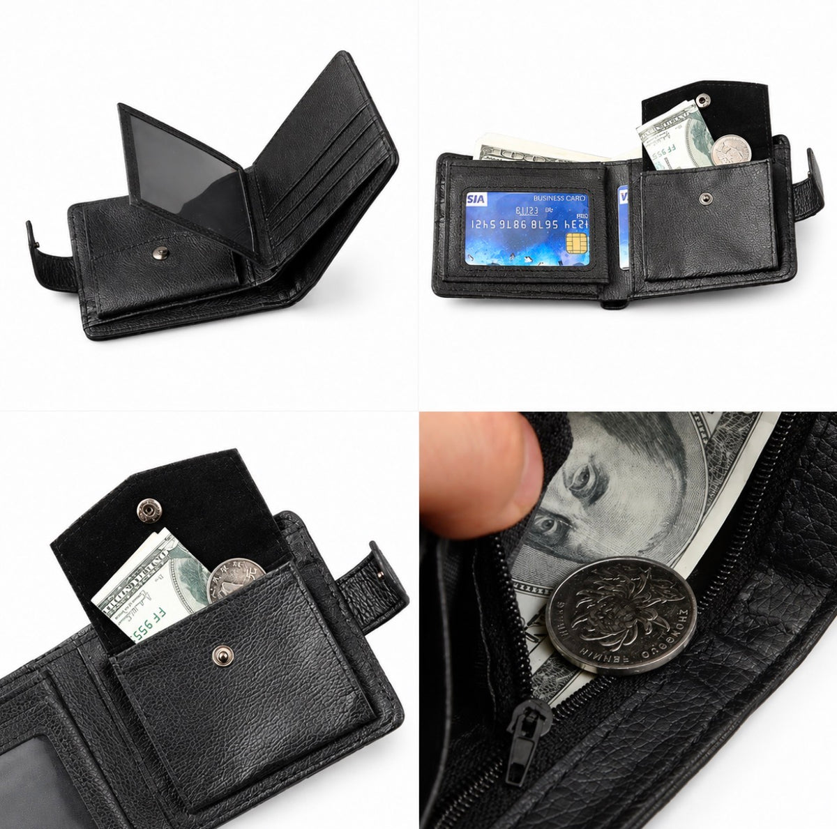 Portefeuille Homme en Cuir PU – Élégance Compacte & Organisation Fonctionnelle