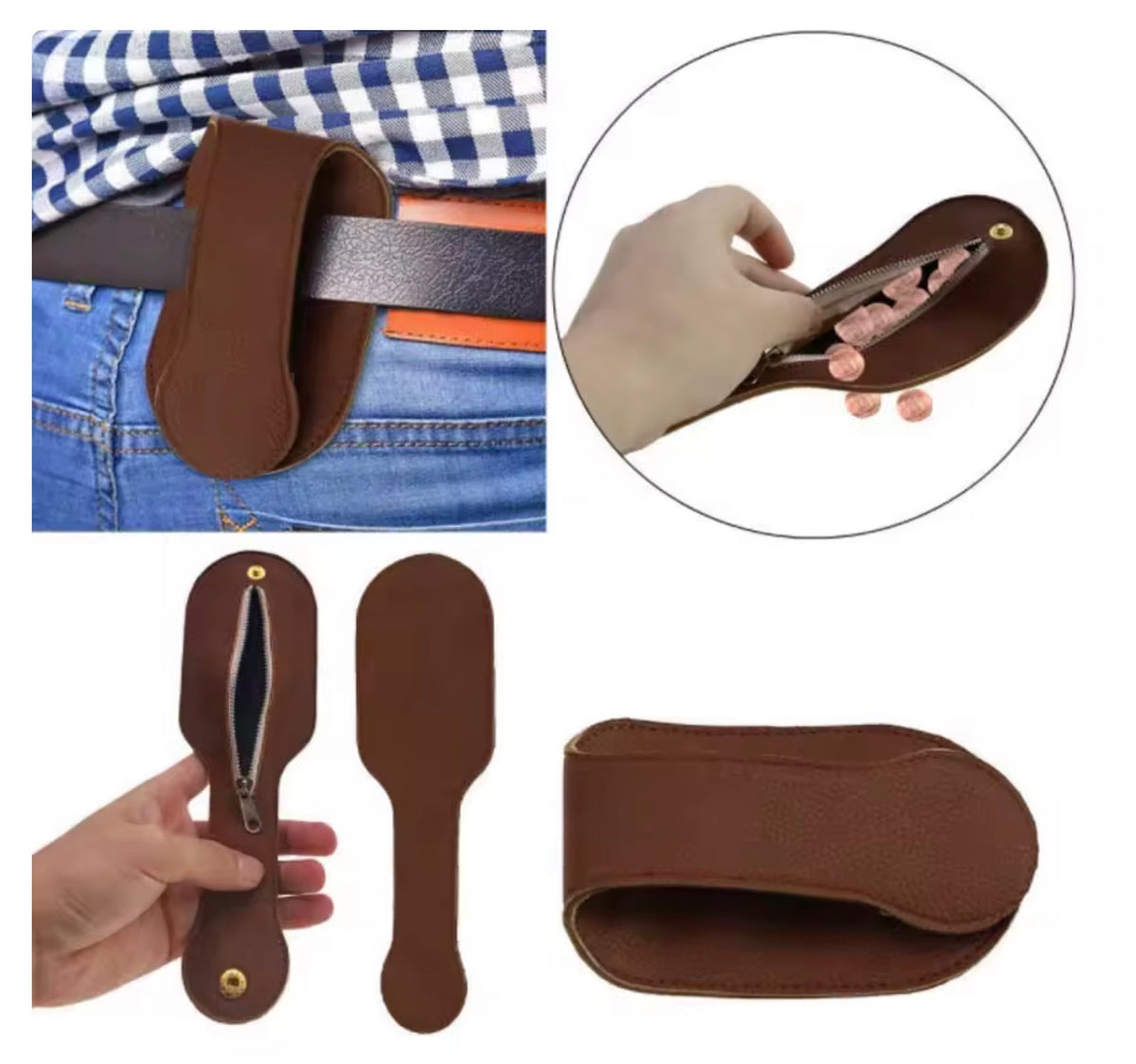 Multifunctional PU Leather Belt Pouch – Compact & Secure Organizer
