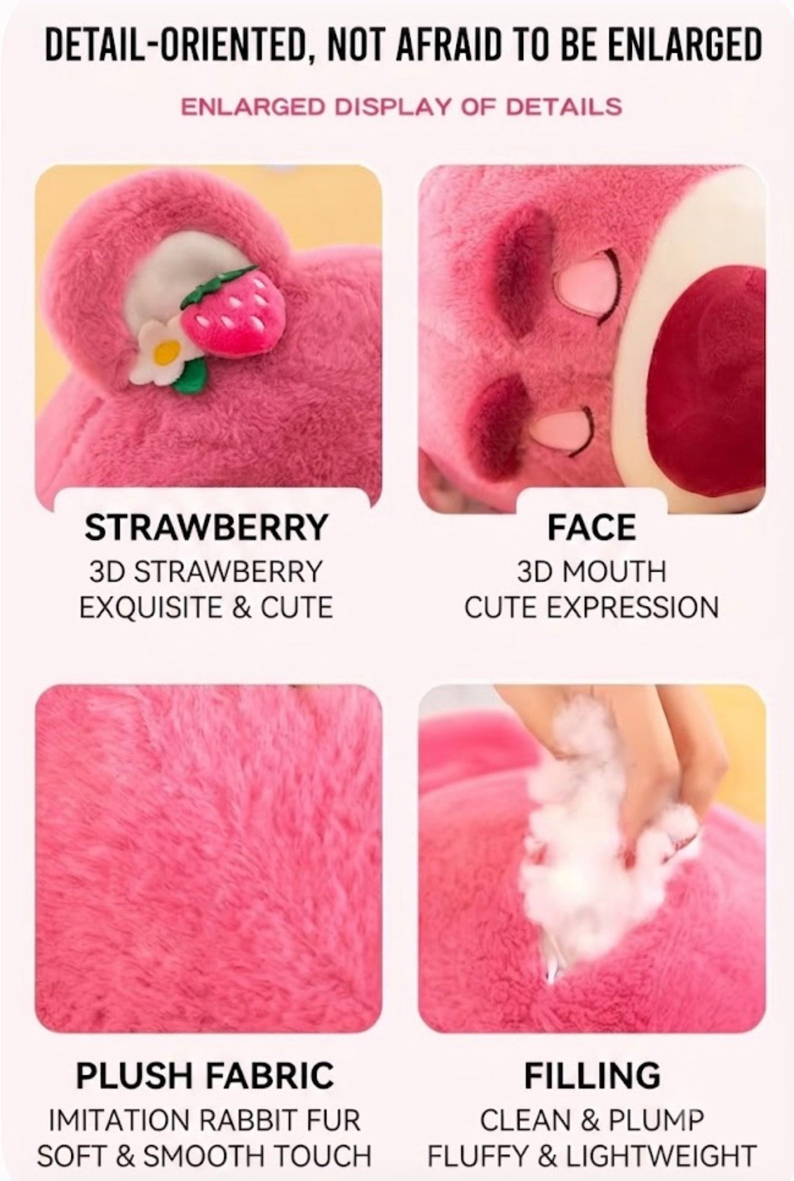 Peluche Lotso Oso Rosa "Dulce Fresa" – Compañero de Peluche Ultra Suave