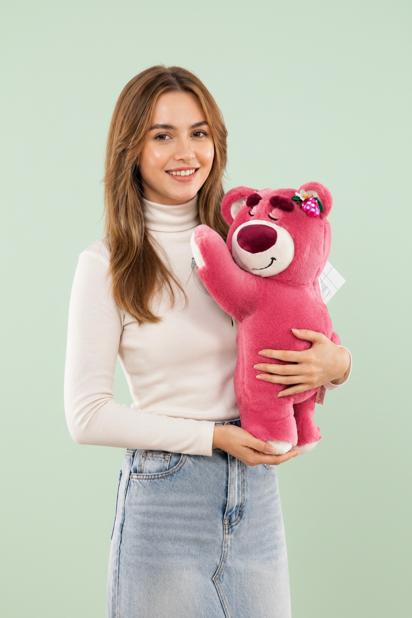 Peluche Lotso Oso Rosa "Dulce Fresa" – Compañero de Peluche Ultra Suave