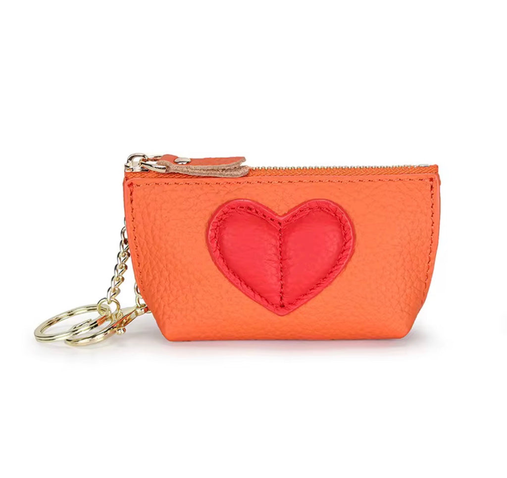 Monedero Pequeño de Moda de Cuero PU – Diseño de Corazón Rojo