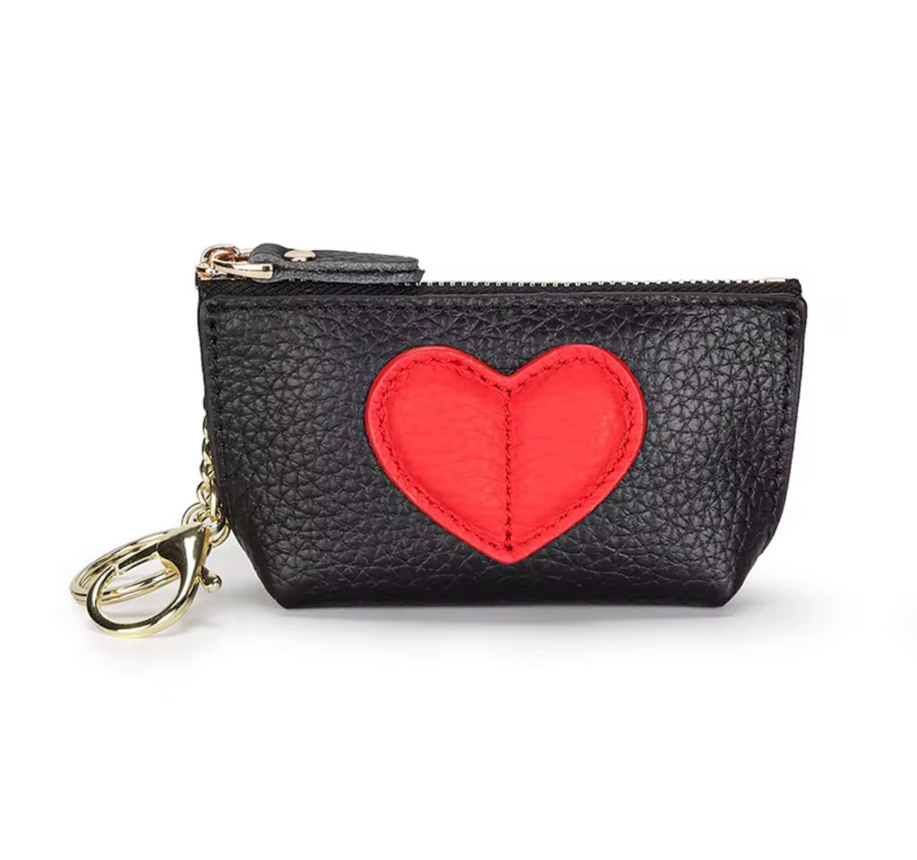 Monedero Pequeño de Moda de Cuero PU – Diseño de Corazón Rojo