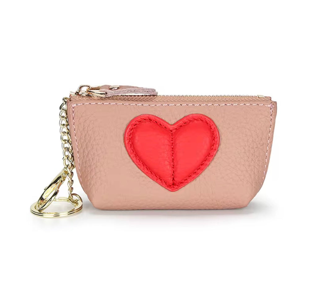Monedero Pequeño de Moda de Cuero PU – Diseño de Corazón Rojo