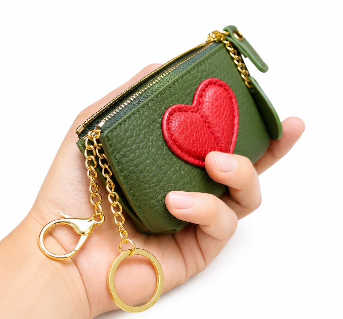 Monedero Pequeño de Moda de Cuero PU – Diseño de Corazón Rojo