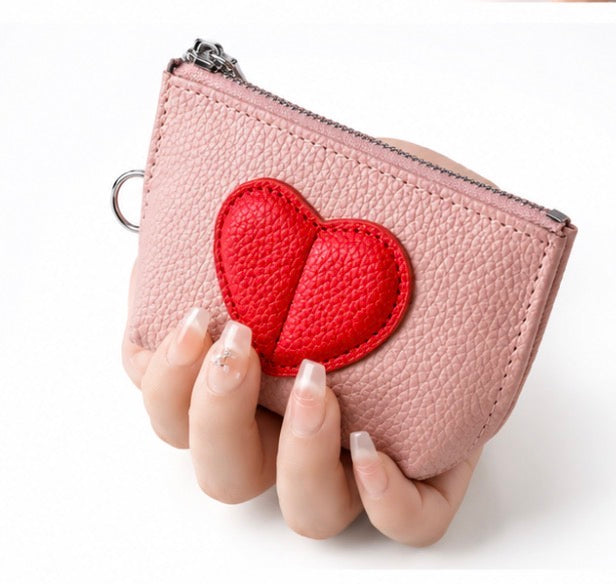Monedero Pequeño de Moda de Cuero PU – Diseño de Corazón Rojo