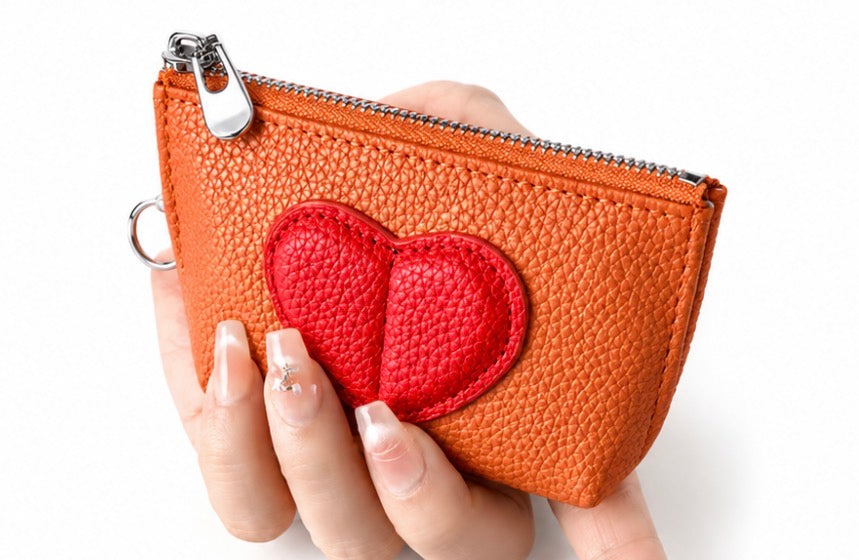 Monedero Pequeño de Moda de Cuero PU – Diseño de Corazón Rojo