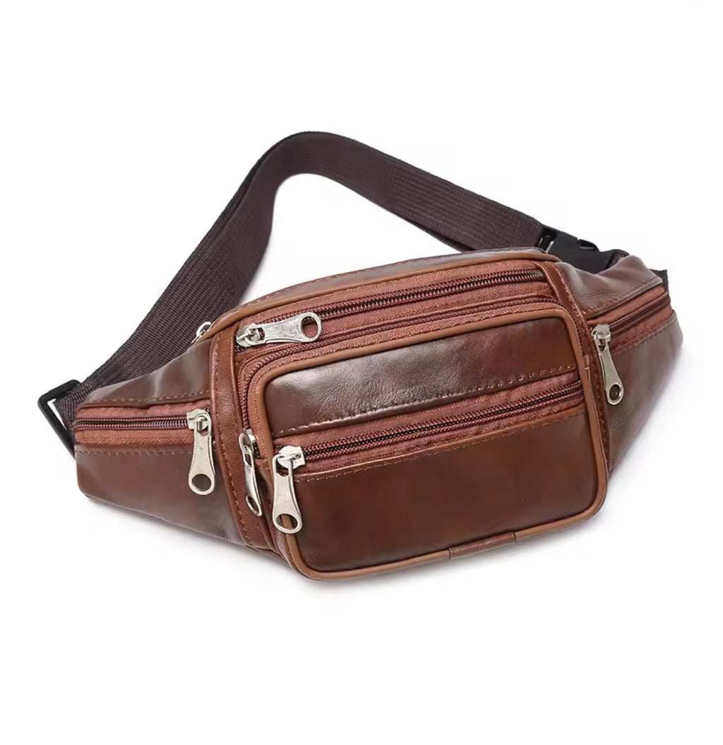 Sac Banane Polyvalent en Cuir PU – Modèle Multi-Poches pour Voyage et Quotidien