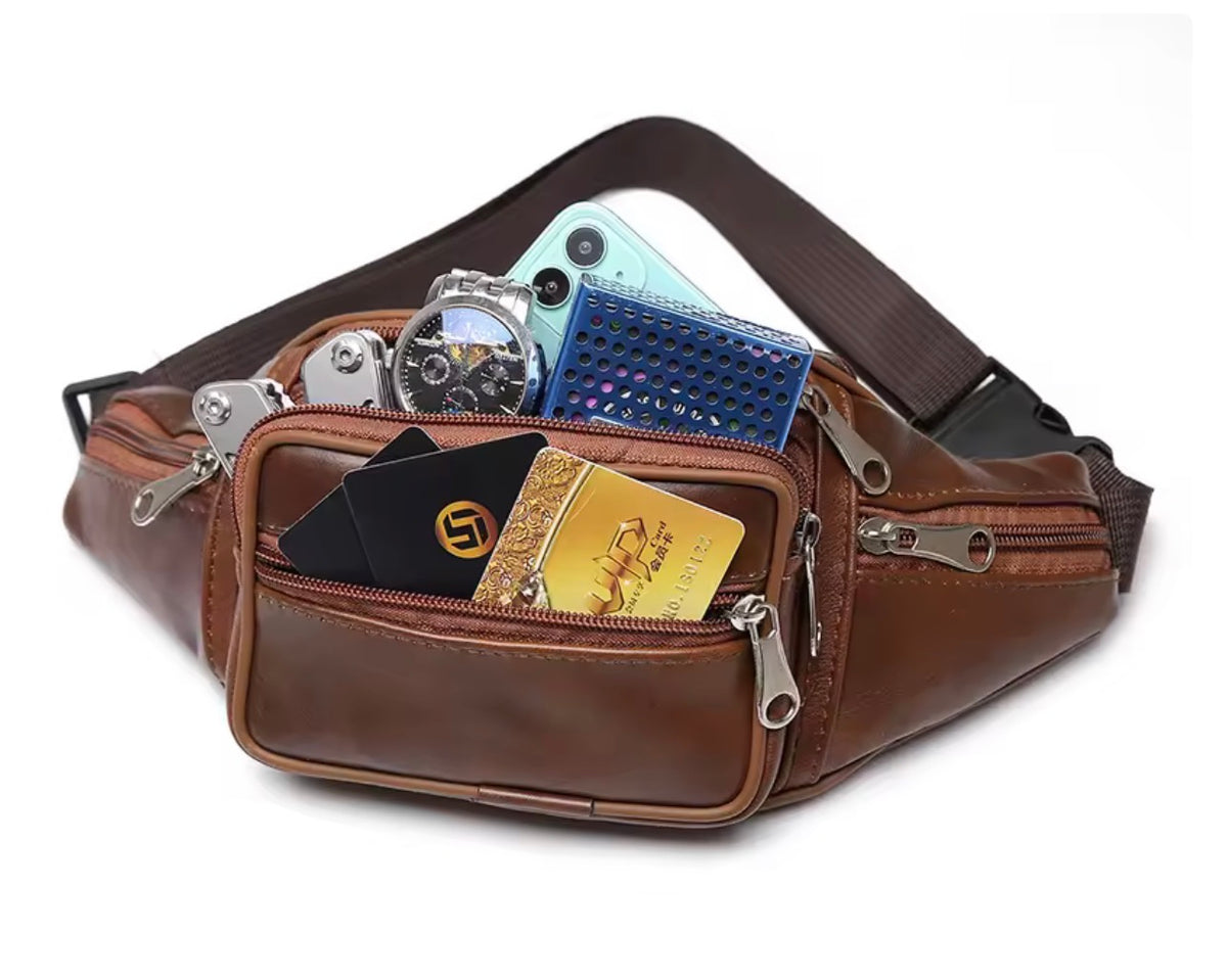Sac Banane Polyvalent en Cuir PU – Modèle Multi-Poches pour Voyage et Quotidien