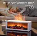 Difusor de Aceites Esenciales y Humidificador Ultrasónico – Efecto Llama 3D y Simulación de Chimenea, Luz Ambiental Multicolor con Mando a Distancia