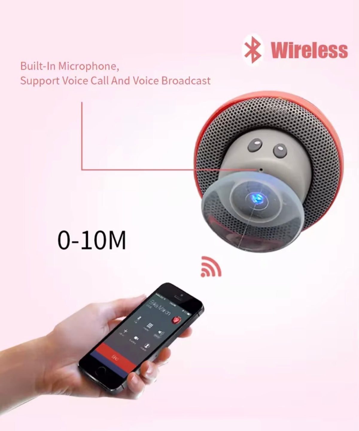 Mini Altavoz Bluetooth Portátil con Diseño de "Champiñón" - Impermeable con Ventosa