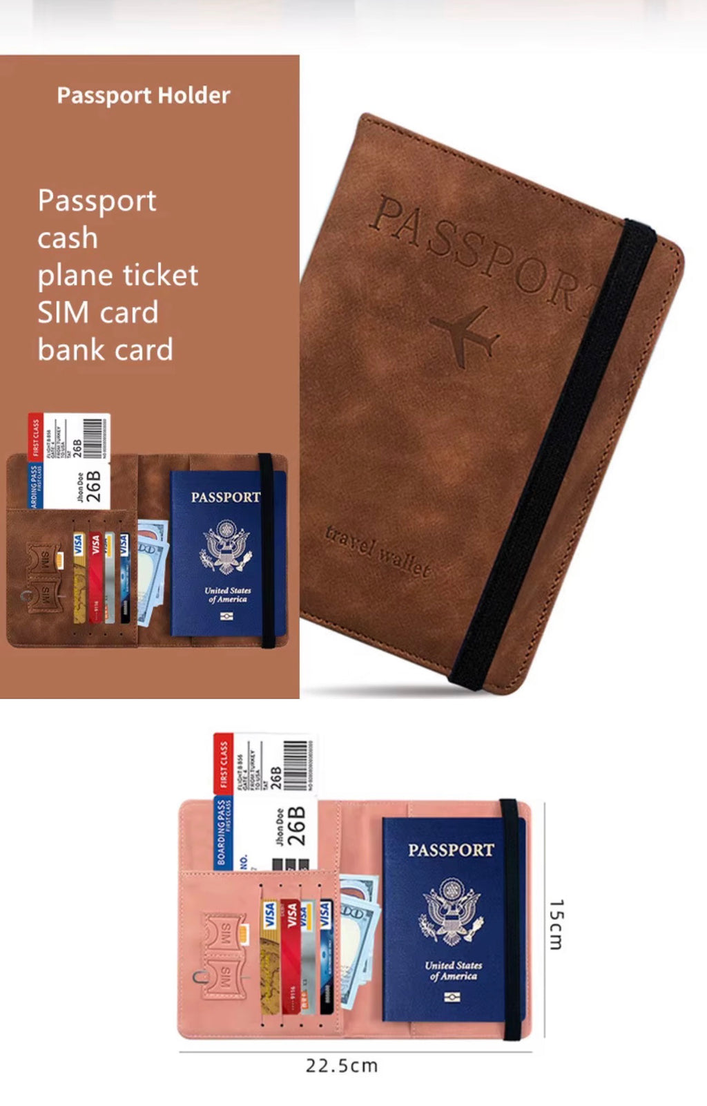 Premium Travel Passport Holder – PU Leather, RFID Protection and Smart Storage Integrated RFID Security
