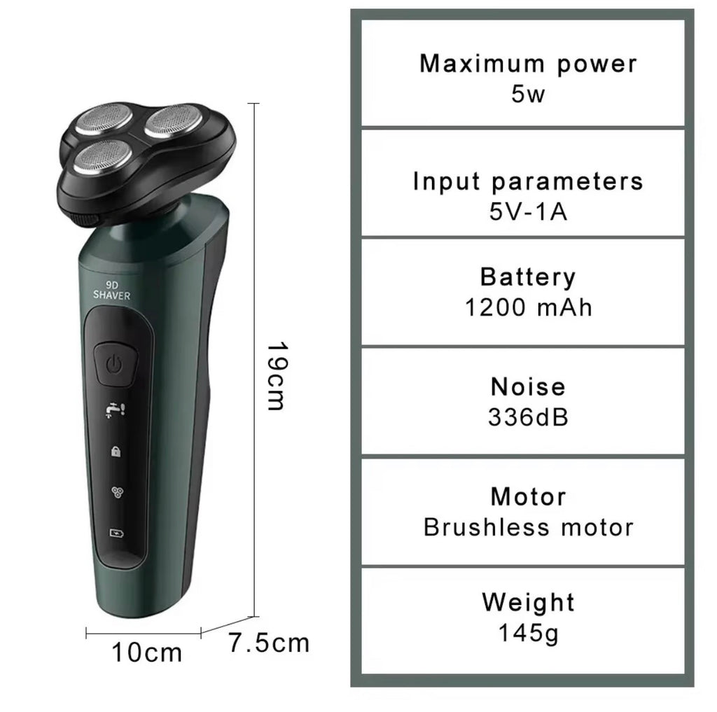 Afeitadora Eléctrica Profesional 9D - Alta Precisión, Impermeable y Recargable por USB