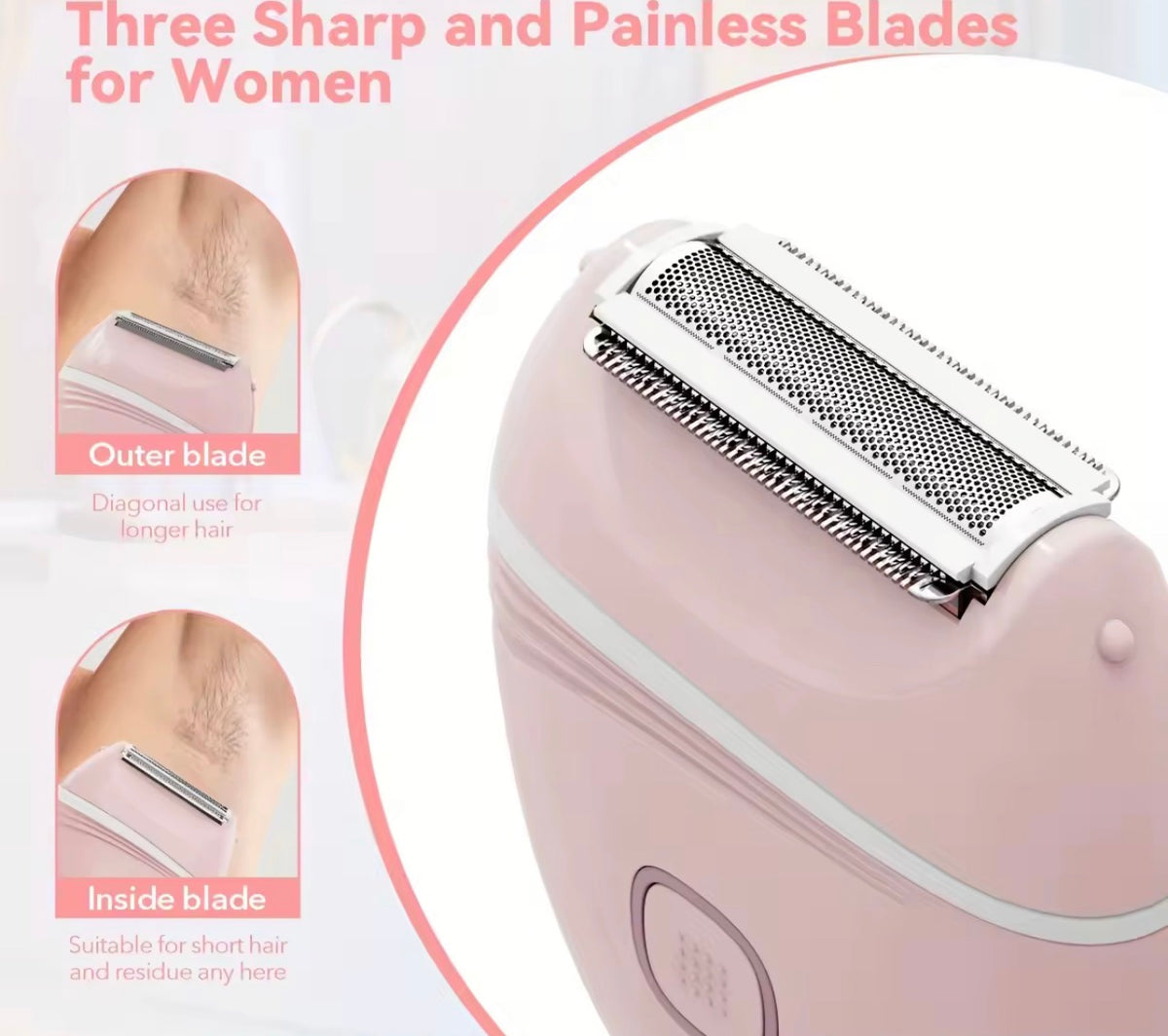 Depiladora Eléctrica 3 en 1 Sin Dolor y Recargable – Cabezal Flotante y Resistencia al Agua IPX5 para un Afeitado Suave del Cuerpo y la Cara