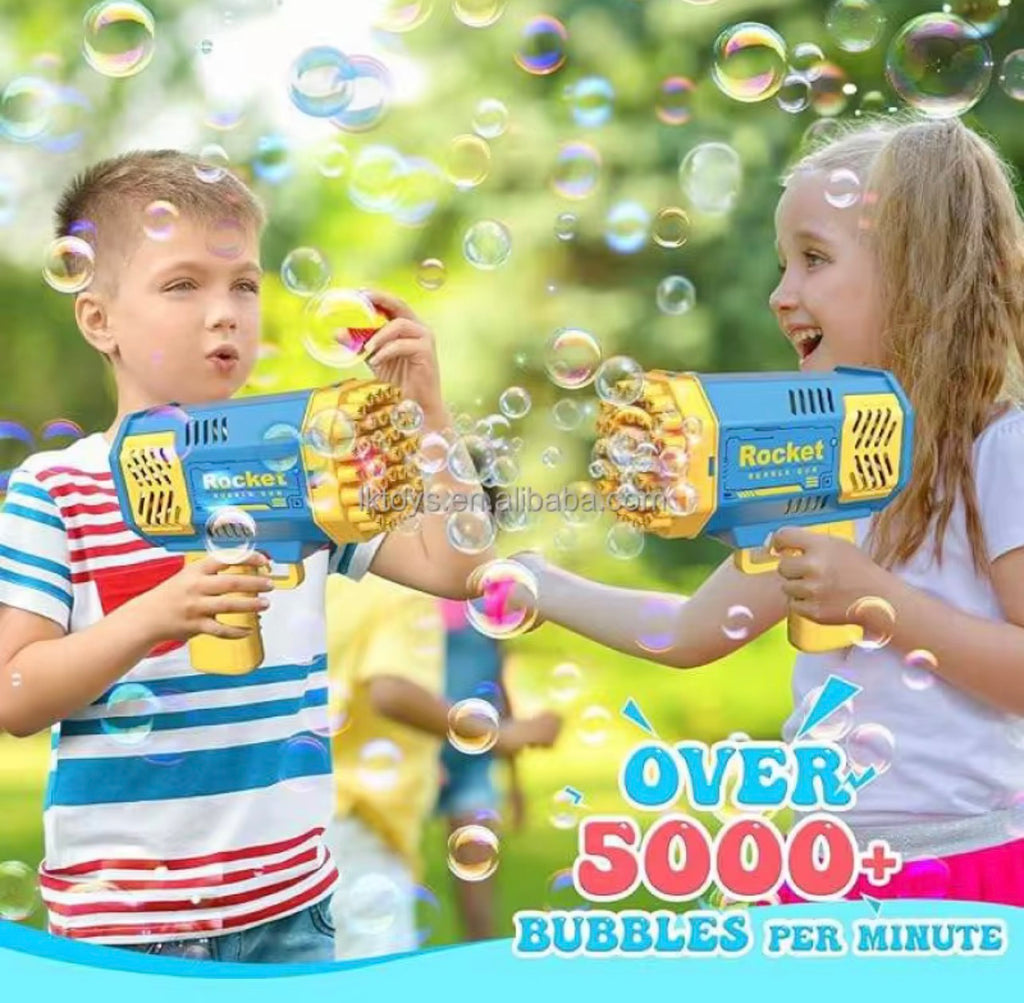 Bazooka de Burbujas de 40 Agujeros con Luz LED – Pistola de Burbujas Mágica para Niños, Juguete de Exterior y Ventilador de Verano (Más de 5000 Burbujas por Minuto)