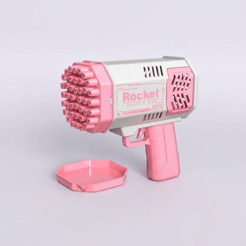Bazooka de Burbujas de 40 Agujeros con Luz LED – Pistola de Burbujas Mágica para Niños, Juguete de Exterior y Ventilador de Verano (Más de 5000 Burbujas por Minuto)