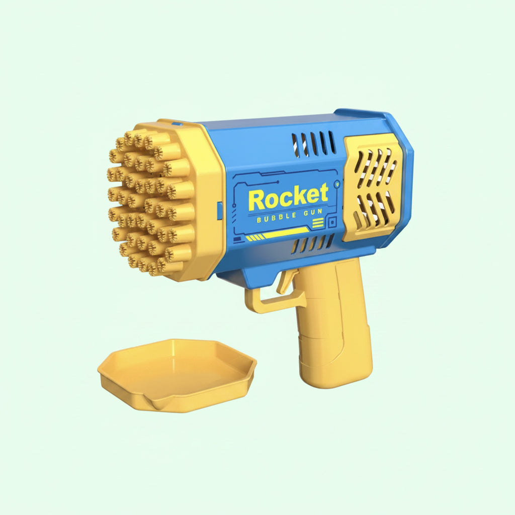 Bazooka de Burbujas de 40 Agujeros con Luz LED – Pistola de Burbujas Mágica para Niños, Juguete de Exterior y Ventilador de Verano (Más de 5000 Burbujas por Minuto)