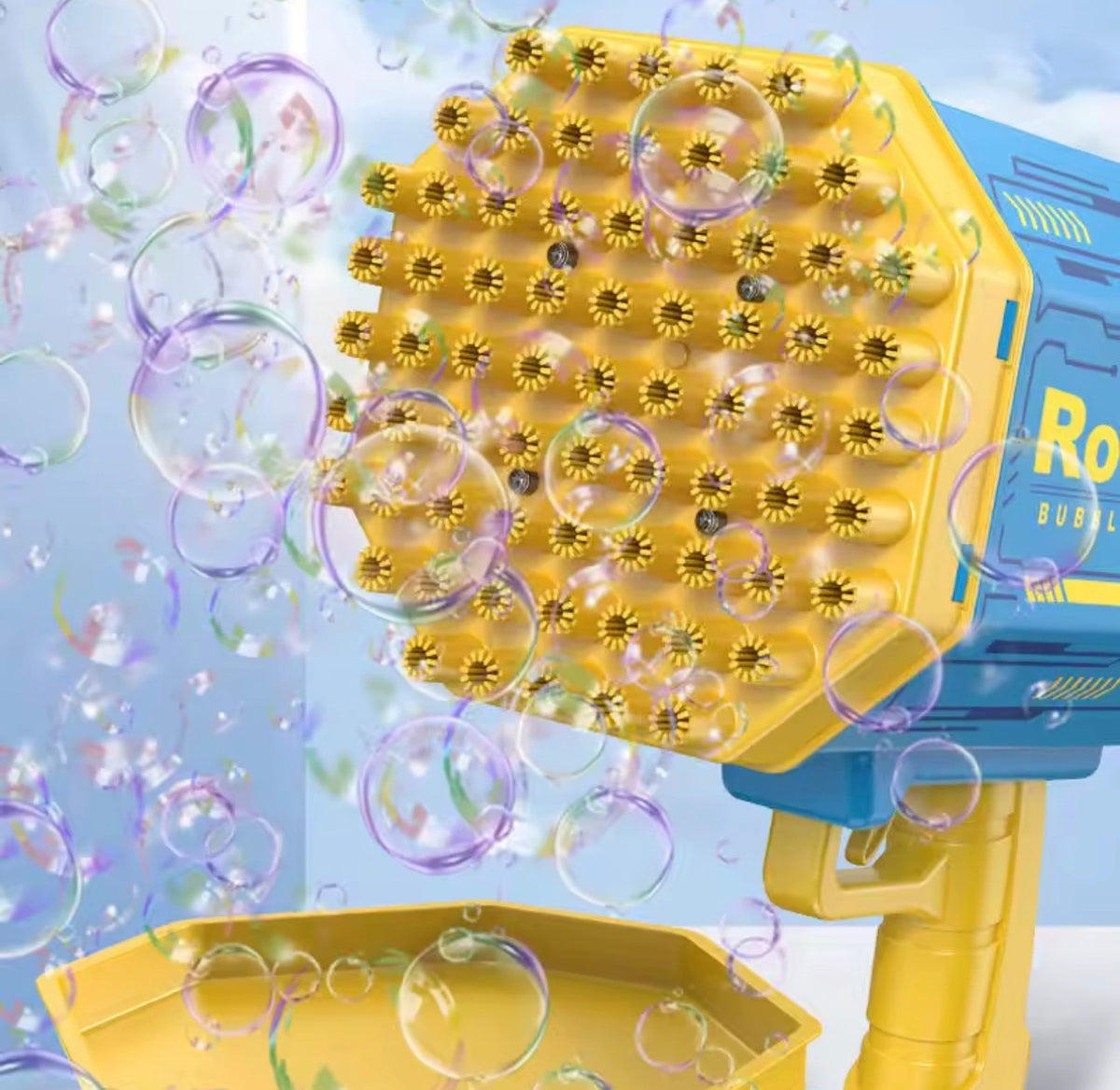 Bazooka de Burbujas de 40 Agujeros con Luz LED – Pistola de Burbujas Mágica para Niños, Juguete de Exterior y Ventilador de Verano (Más de 5000 Burbujas por Minuto)