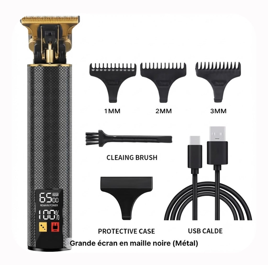 Cortapelos y Barbero Profesional T9 – Diseño Vintage Retro, Cuchillas de Acero Inoxidable de Precisión, Pantalla LCD y Recargable por USB
