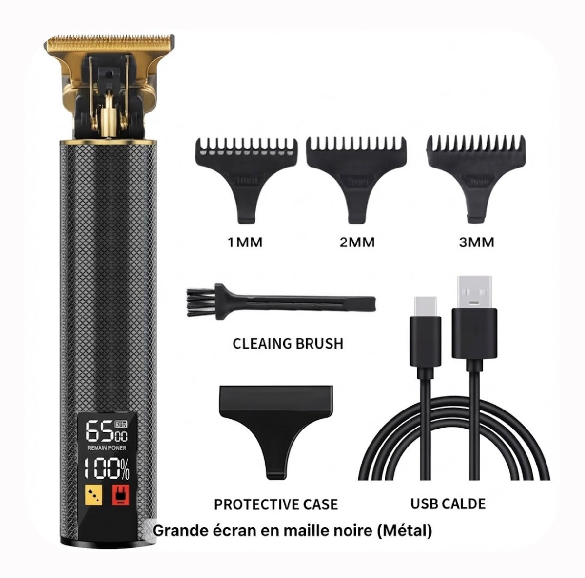 Cortapelos y Barbero Profesional T9 – Diseño Vintage Retro, Cuchillas de Acero Inoxidable de Precisión, Pantalla LCD y Recargable por USB