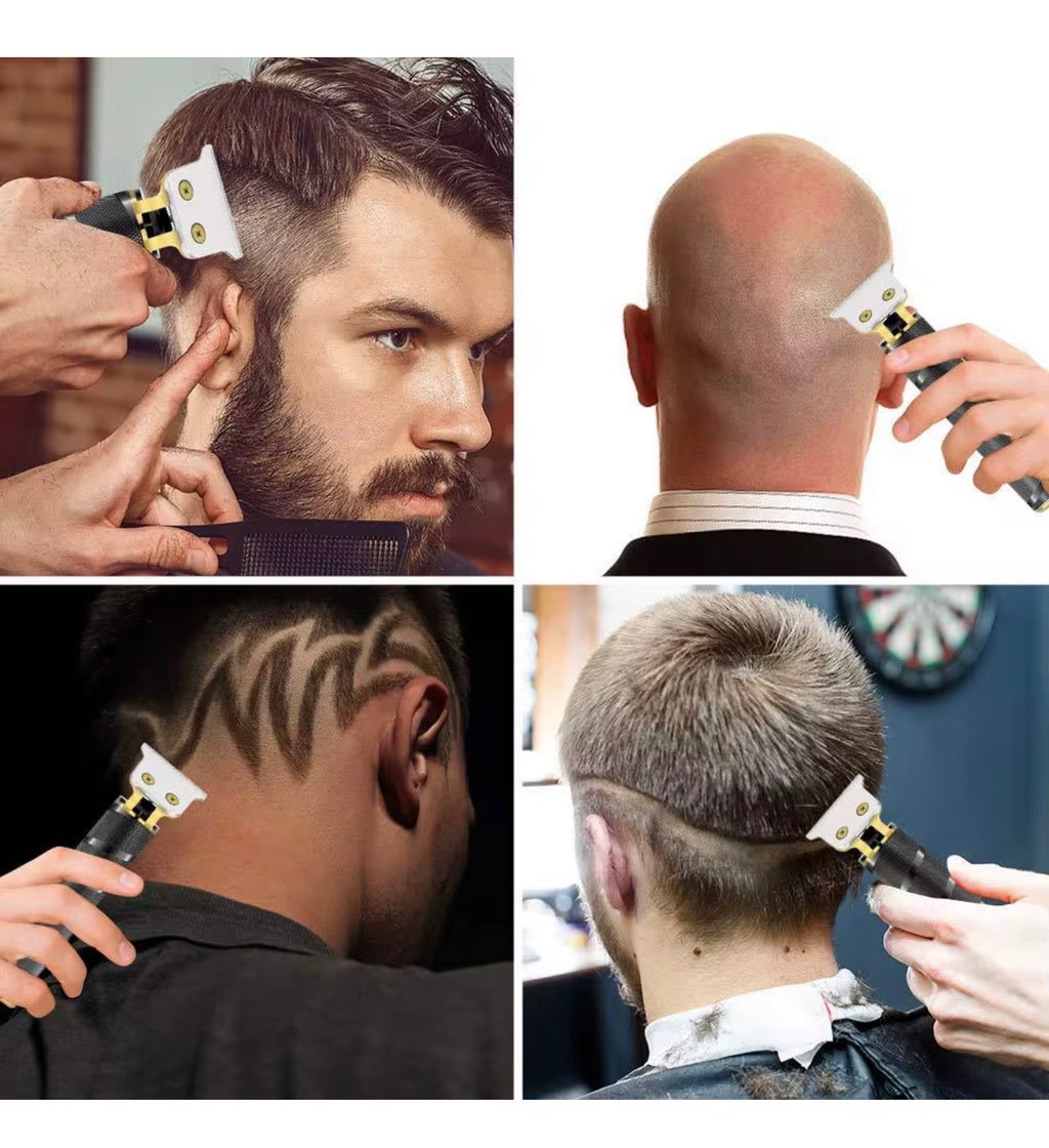 Cortapelos y Barbero Profesional T9 – Diseño Vintage Retro, Cuchillas de Acero Inoxidable de Precisión, Pantalla LCD y Recargable por USB