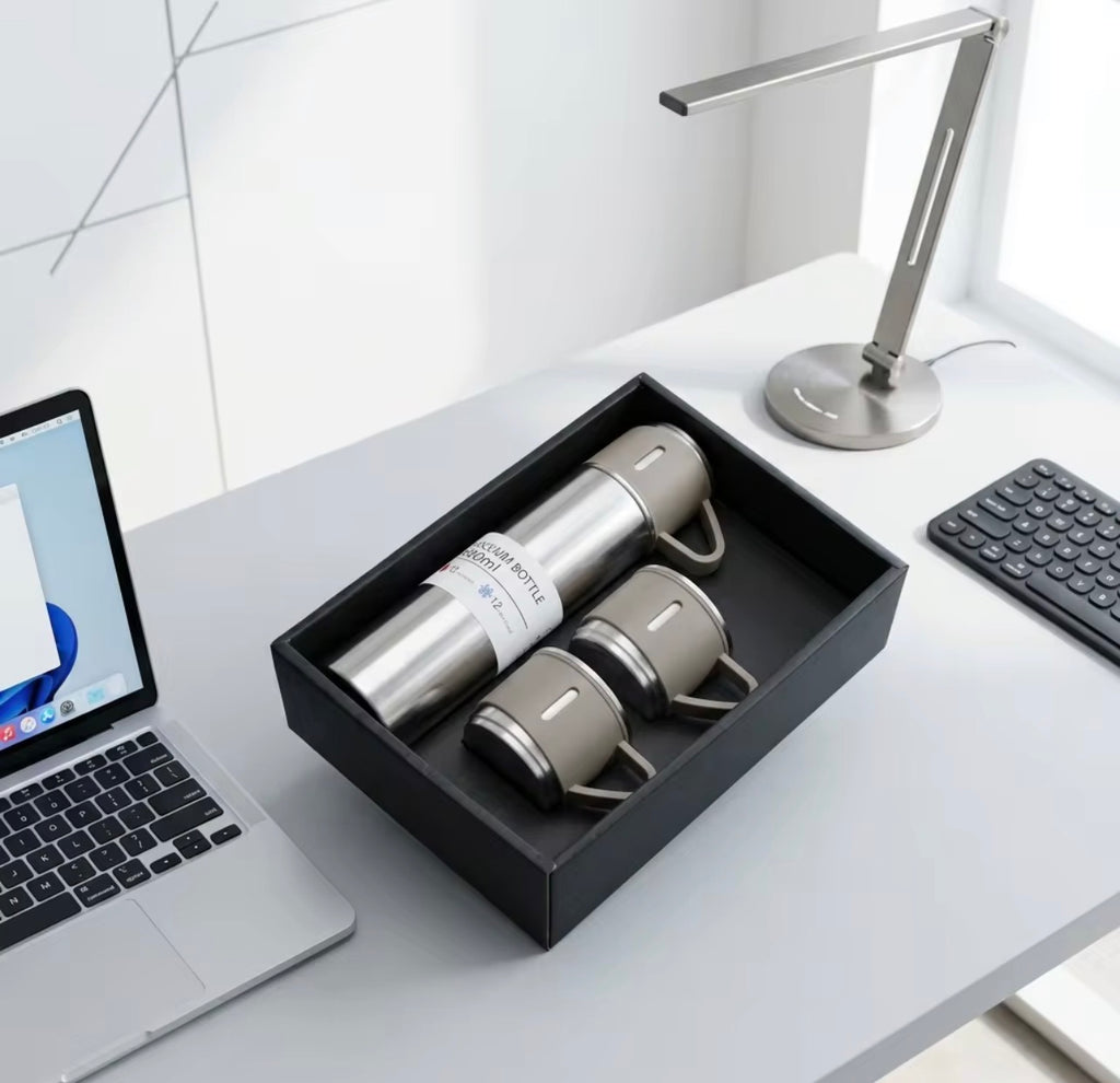 Set de Regalo Botella Térmica y Tazas 500 ml – Acero Inoxidable 304, Resistente a la Corrosión