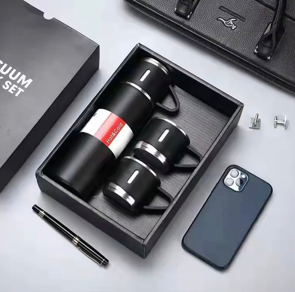 Set de Regalo Botella Térmica y Tazas 500 ml – Acero Inoxidable 304, Resistente a la Corrosión